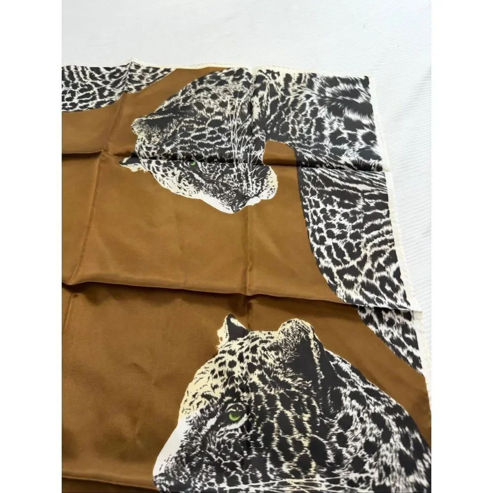 Glentex White Jaguar Leopard Scarf Vintage Rare